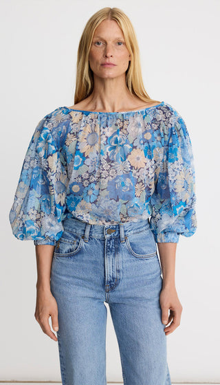 Shirred V-Neck Reversible Blouse