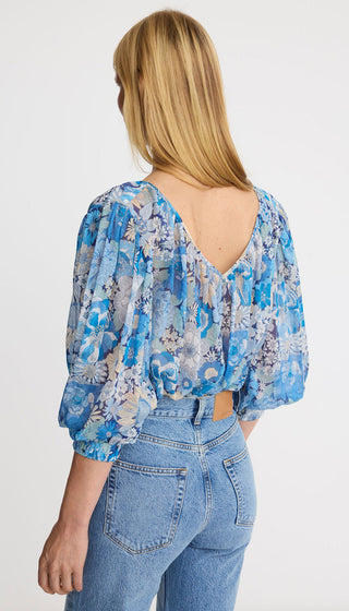 Shirred V-Neck Reversible Blouse