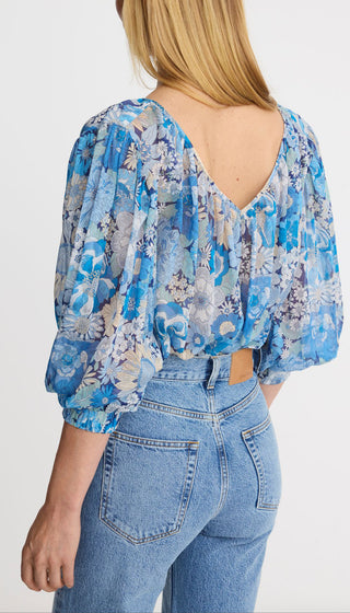 Shirred V-Neck Reversible Blouse