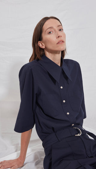 3/4 Sleeve Point Collar Shirt
