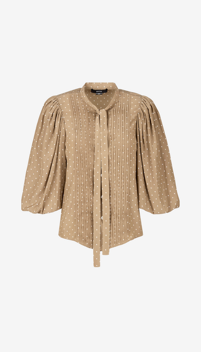 Pleated Tie Neck Blouse
