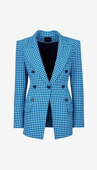 Blue checkered blazer on a white background