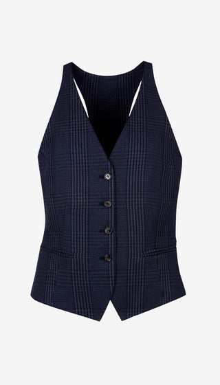Navy checkered waistcoat on a white background