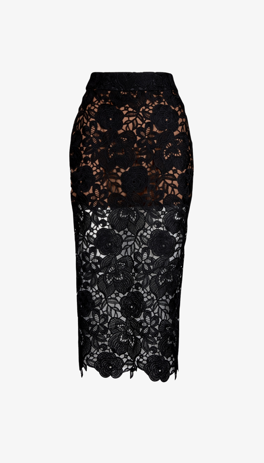 Lace Pencil Skirt in Black