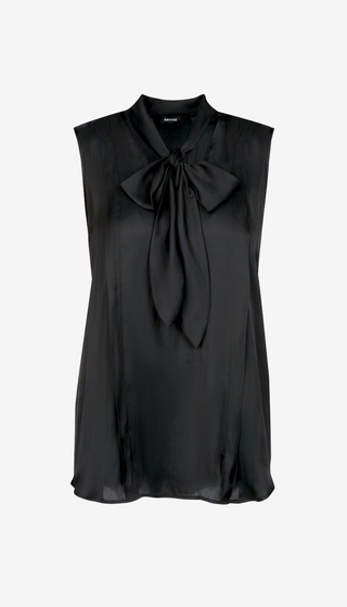 Sleeveless Tie Neck Shell