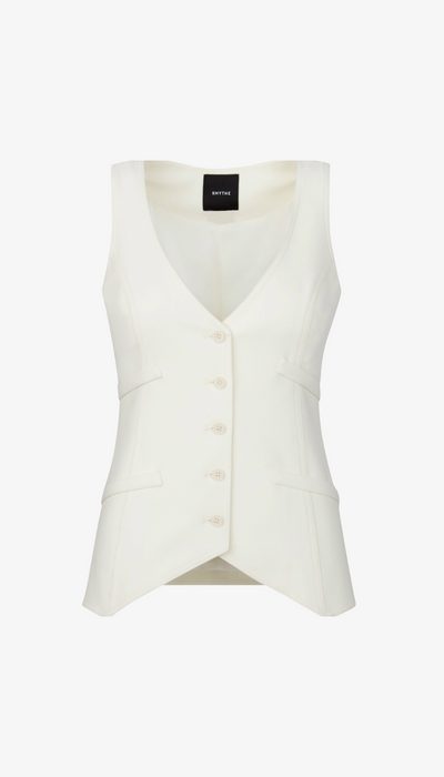 White vest with buttons on a white background