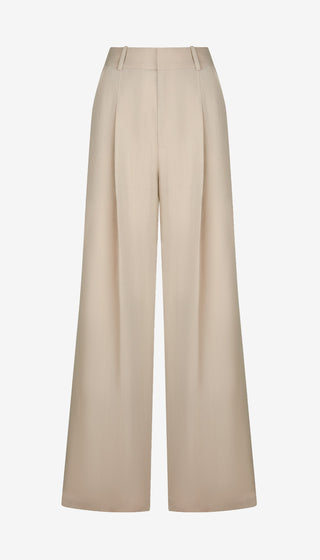 Beige wide-leg pants on a white background