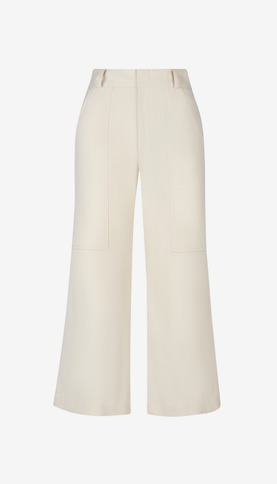White wide-leg pants on a white background