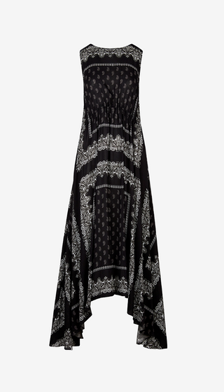 Black patterned dress on a white background