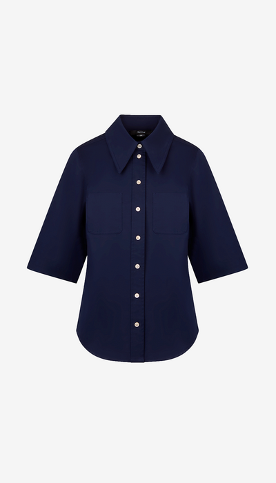 3/4 Sleeve Point Collar Shirt