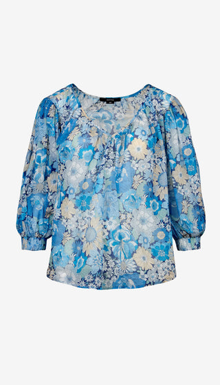 Shirred V-Neck Reversible Blouse