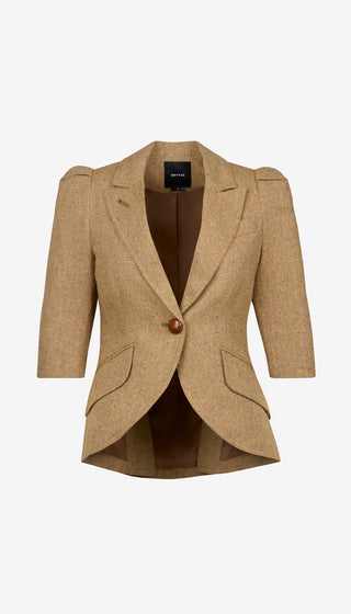 Crop Sleeve Pouf One Button Blazer