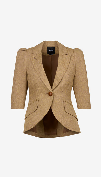 Crop Sleeve Pouf One Button Blazer