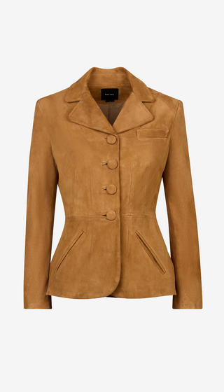 Brown suede jacket on a white background